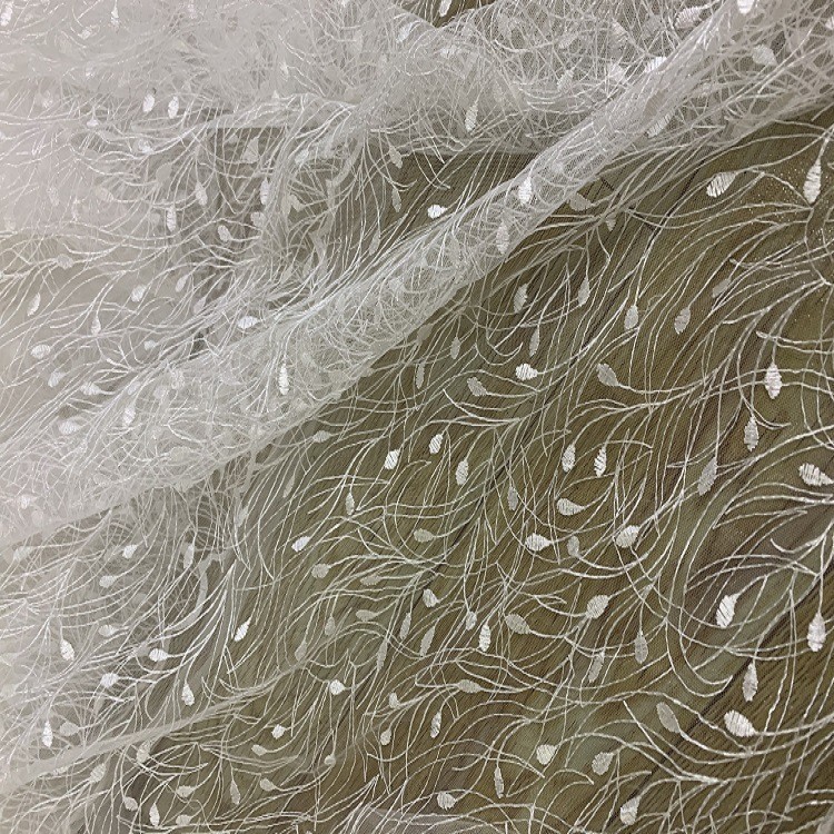 Encaje bordado blanco con diseño de meteoros, para vestido de novia étnico