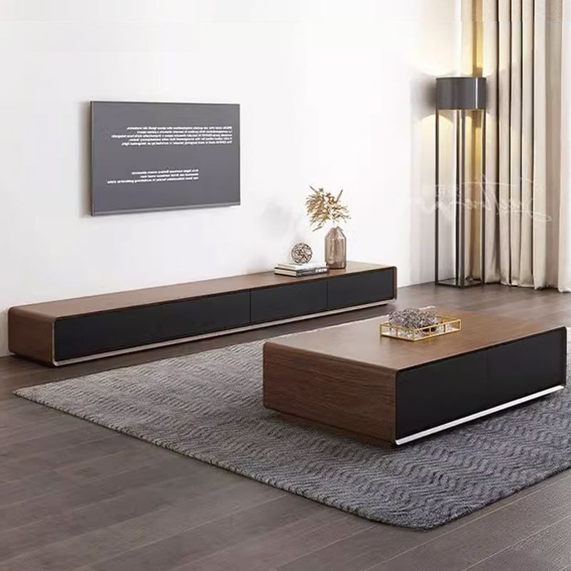 Minimalist Floor Cabinet Tv Cabinet Walnut Color Small Apartment Internet Celebrity Living Room Bedroom Ultra-Narrow All Solid Wood Floor-Standing Floor