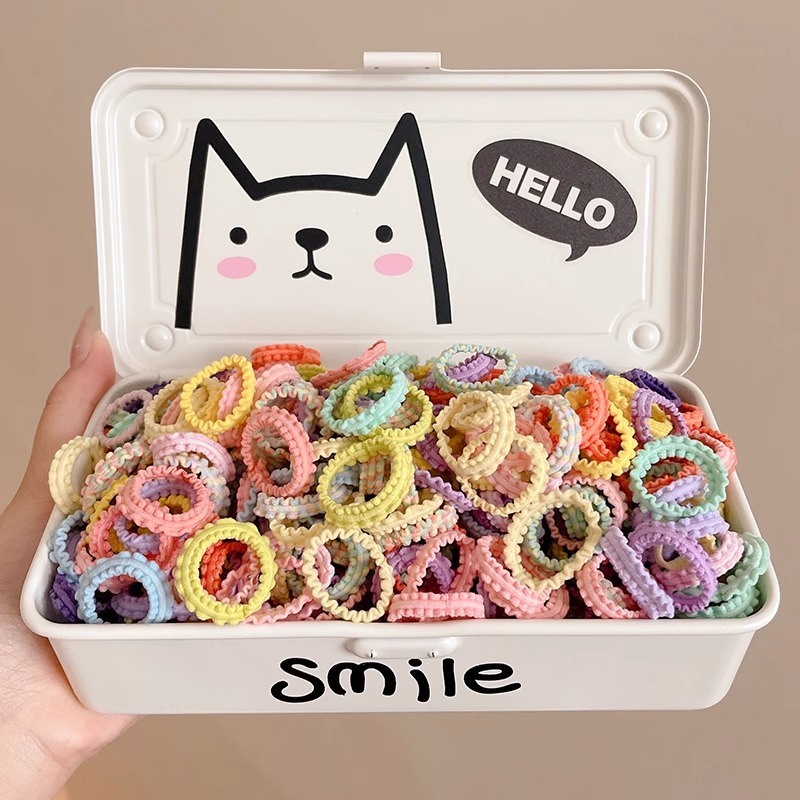 Alta cuerda de pelo de cola de caballo elástica tocado de los niños la banda de goma del lazo del pelo de la niña no duele la cubierta de cuero de la banda del pelo de la cuerda del pelo de la niña