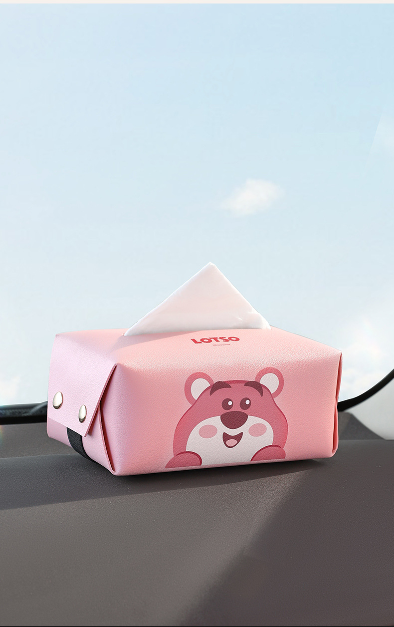 Strawberry Bear Car Tissue Box, Cute Car Armrest Box Tissue Holder, Car Storage Napkin Box, Car Tissue Dispenser