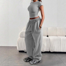 2025年新款欧美气质纯色收腰显瘦直筒裤