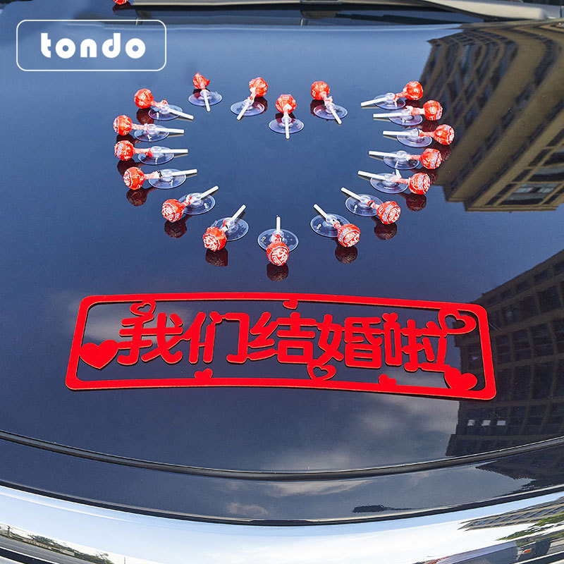 Carros de bodas de terciopelo pegatinas de decoración de carro de bodas pegatinas no tejidas de cien años de pegatinas adhesivas no marcas