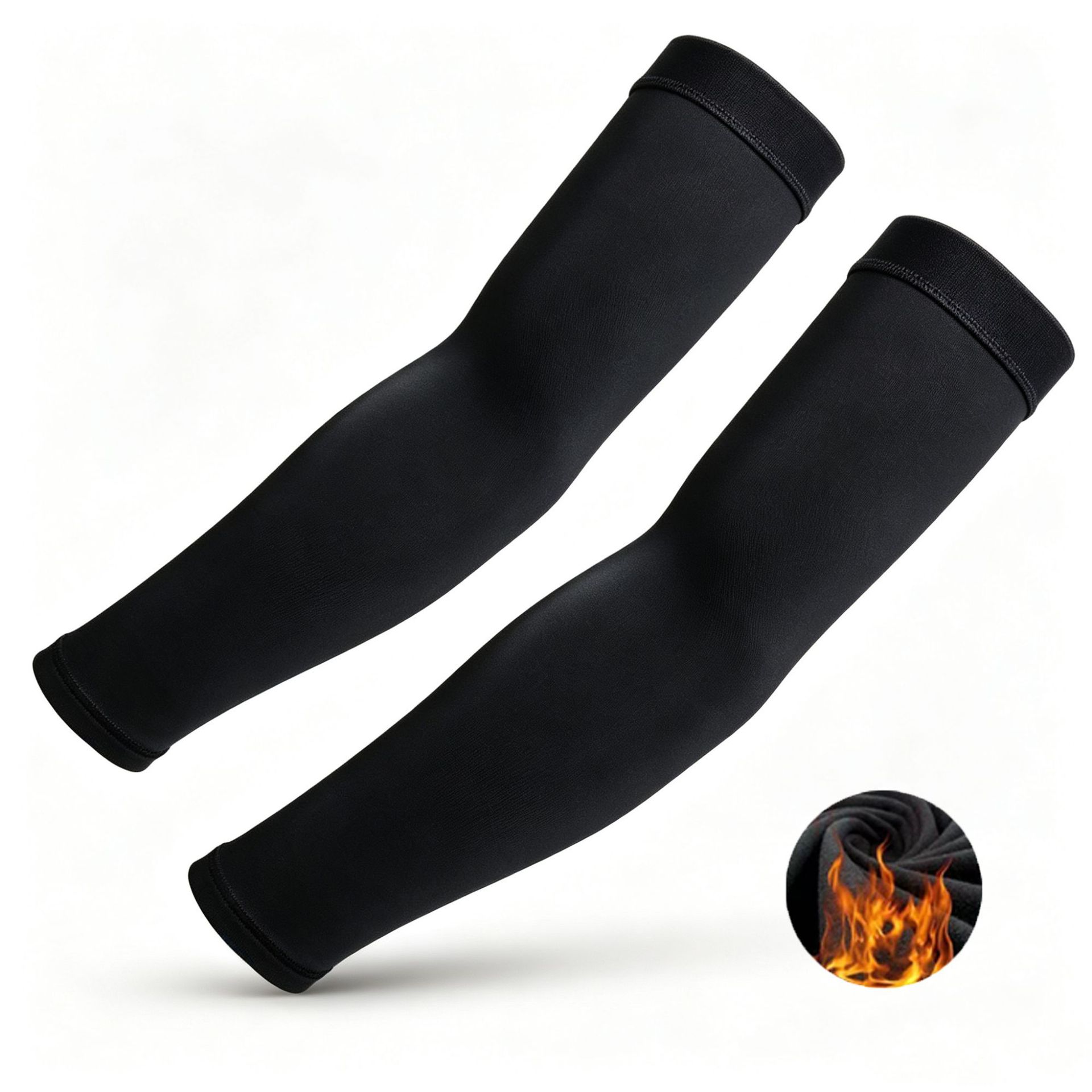 Autumn and winter fleece warm arm sleeves for outdoor sports, cold-proof arm guards with extra fleece and thickened elbow joint protection, elastic and non-slip