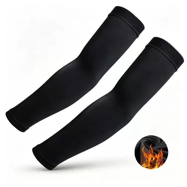 Autumn and winter fleece warm arm sleeves for outdoor sports, cold-proof arm guards with extra fleece and thickened elbow joint protection, elastic and non-slip
