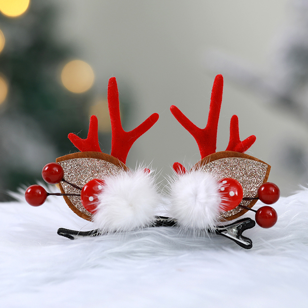 JF10鹿角红果蘑菇貂毛发夹