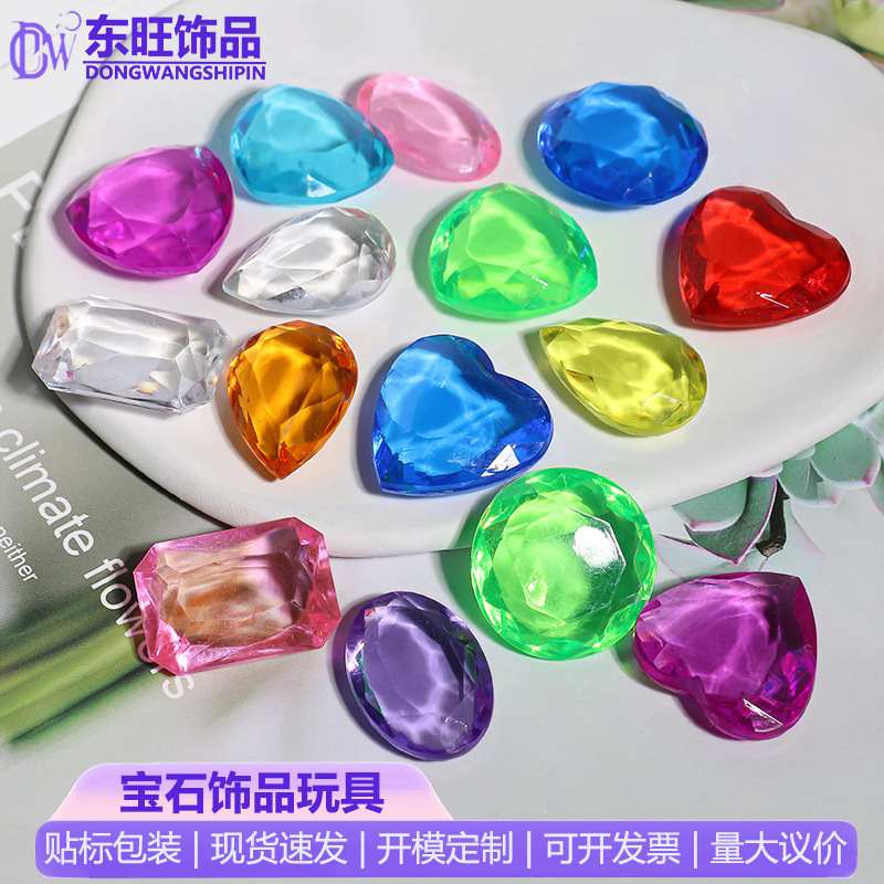 Acrylic Children's Gem Toy Plastic Color Heart-Shaped Diamond Six Gem Stall Toy Matching Accessories Acrylic Children's Gem Toy Plastic Color Heart-Shaped Diamond Six Gem Stall Toy Matching Accessories
