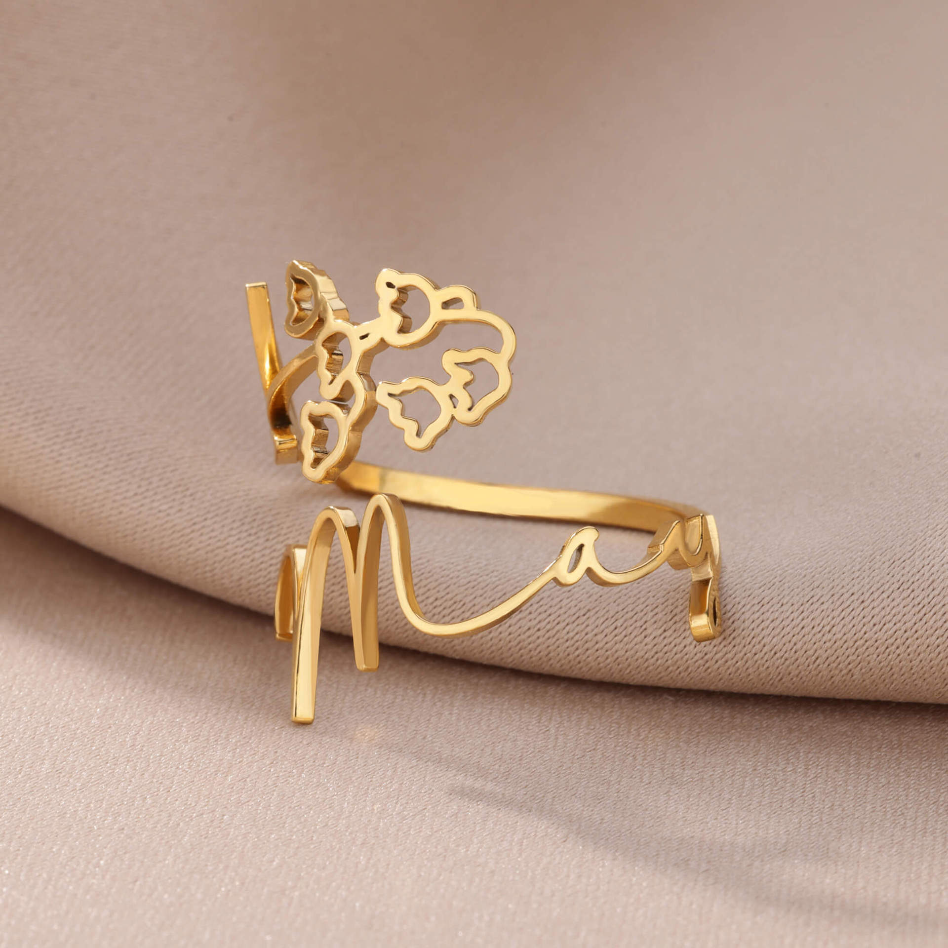 Joyería Al Por Mayor Estilo Vintage Estilo Clásico Flor Acero Inoxidable 304 Enchapado Anillos Abiertos display picture 28