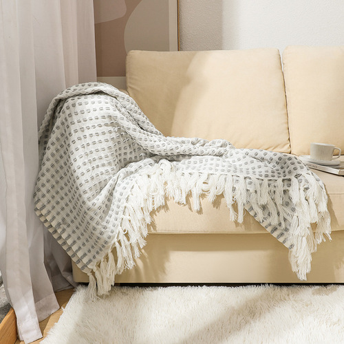 Nordic fringe knit throw blanket, office air conditioning nap blanket, shawl throw blanket, sofa leisure blanket, small throw blanket