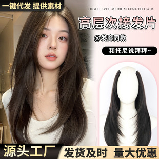 Wig Women's Additional Hair Volume Fluffy One-Piece Wig High-Level Inner Buckle Micro-Roll Invisible Traceless Hair Patch