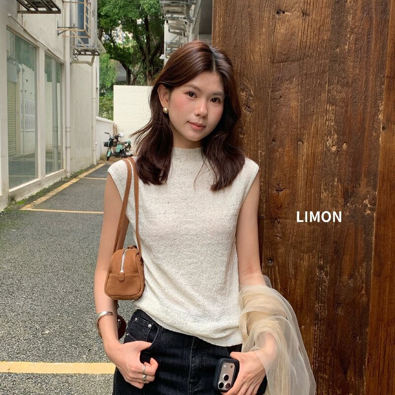 THE LEMON Lemon Green Tea 2026 Autumn Half-Turtleneck Sleeveless Knit Sweater for Women, Elegant Base Shirt Vest THE LEMON Lemon Green Tea 2026 Autumn Half-Turtleneck Sleeveless Knit Sweater for Women, Elegant Base Shirt Vest