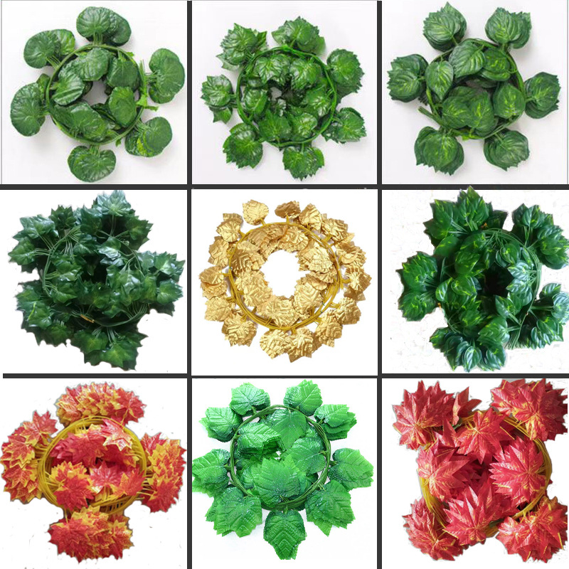 Artificial rattan grape leaf artificial flower green leaf plant ceiling decoration air conditioning pipe plastic vine winding climbing Tiger