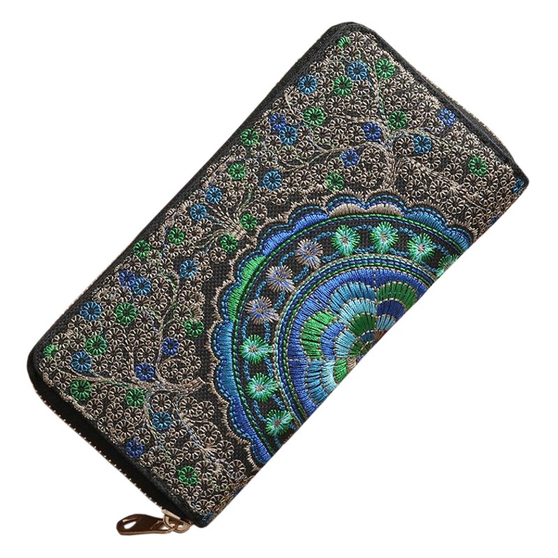 Bordado cartera atracciones turísticas bolso de estilo étnico solo tirón de la cartera de las mujeres de tela bordada bolsa de embrague