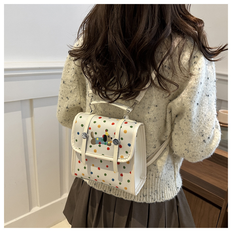 Cute cartoon Dachshund backpack for women 2024 new multi-functional bag, fashionable commuting single-shoulder crossbody small square bag undefined