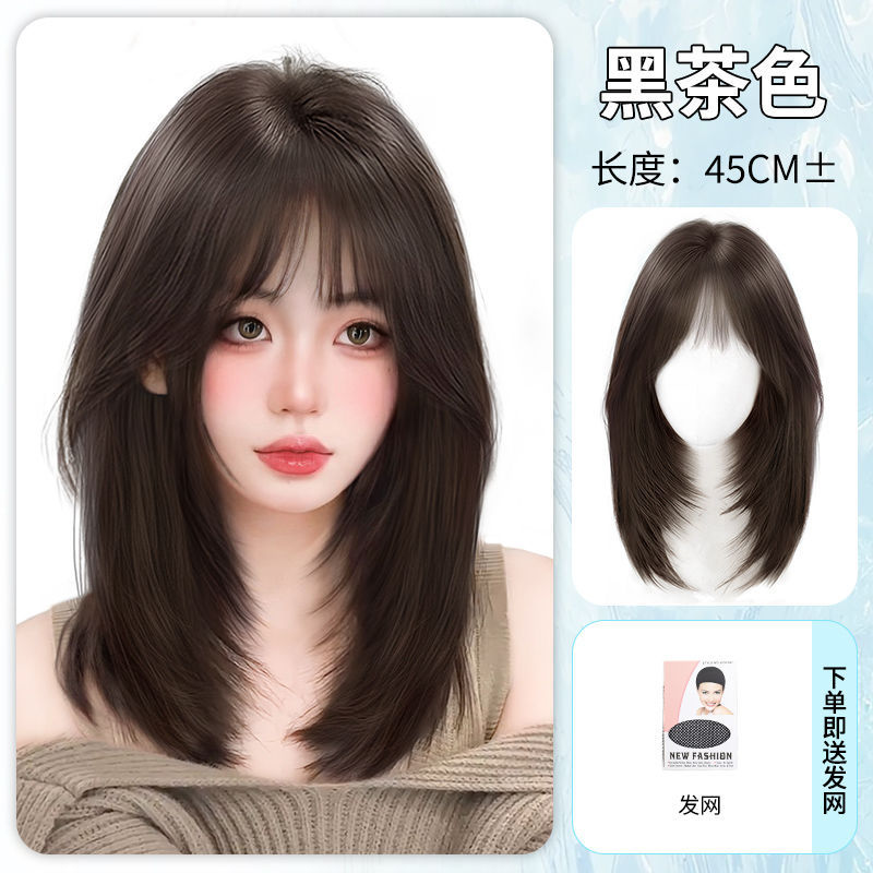 [brown black] machine-made bangs and clavicle hair