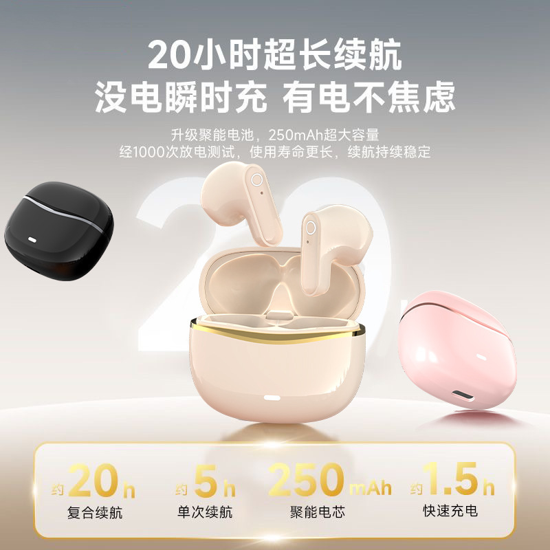2025 New Bluetooth Headset Wireless Short Handle Semi-In-Ear Mini Super Long Battery Life Good Sound Quality Noise Reduction Game