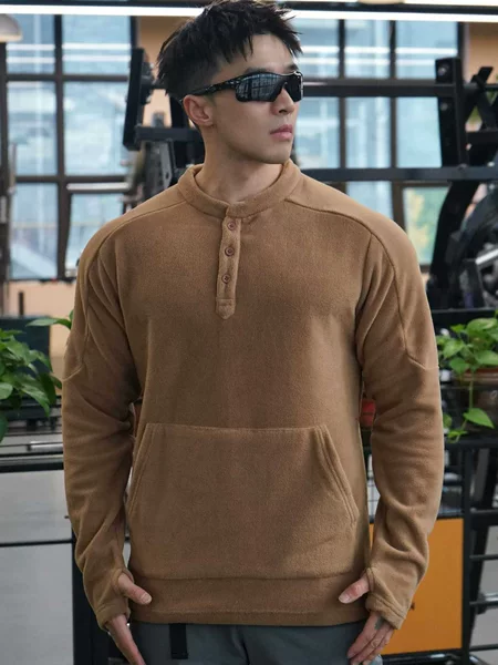 2025 New Autumn and Winter Slim Fitness Sports Long-Sleeved Personalized Pure Color Casual Pullover Sweatshirt Men's Clothing