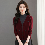 假两件毛衣女秋冬2025新款宽松洋气提花加厚针织衫内搭妈妈打底衫，女装针织衫/毛衣，妃慕昵服饰