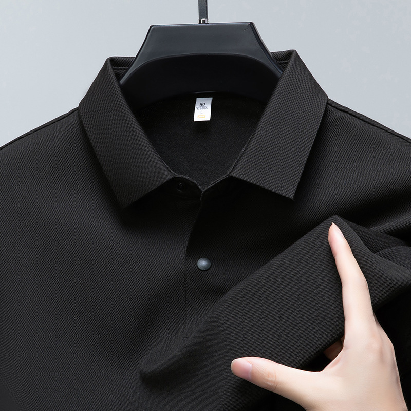 [Mulberry silk + wool + cotton] Men's long-sleeved T-shirt with a collar, 2026 autumn collection, lightweight casual style, designed for middle-aged men