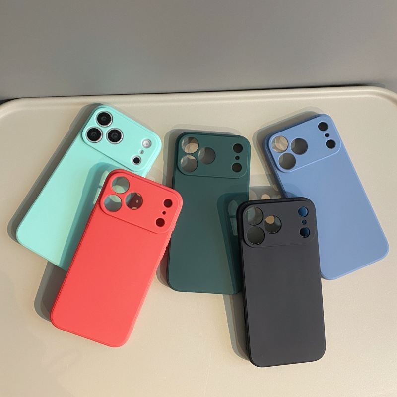 Suitable for iPhone 17Pro Fine Hole Frosted Tpu Straight Edge Phone Case 16Xr Rubik's Cube Silicone Apple 15 Phone Case