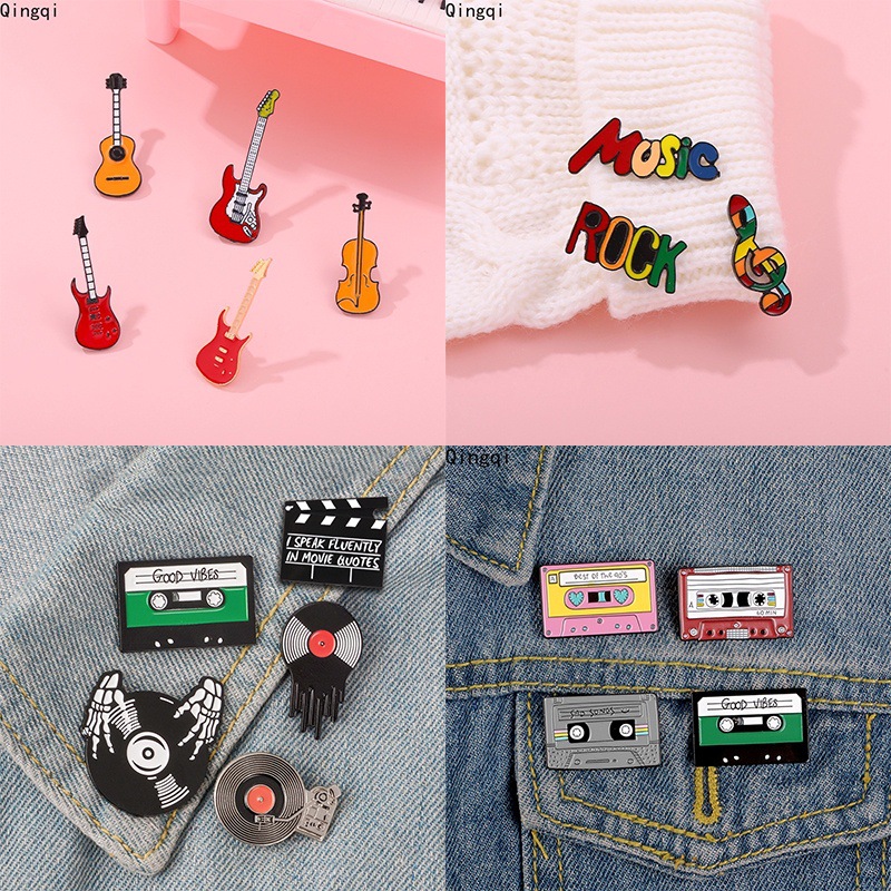 Stoving Varnish Design Cute Pin Guitar Cello Letter Alloy Stoving Varnish Unisex Brooches
