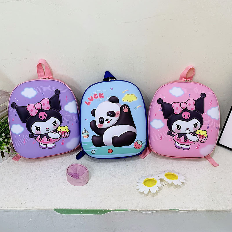 Mochila escolar para niños con dibujos de panda rojo, mochila de carcasa dura, ligera, reductora de carga, mochila pequeña para bebé de guardería, exportación