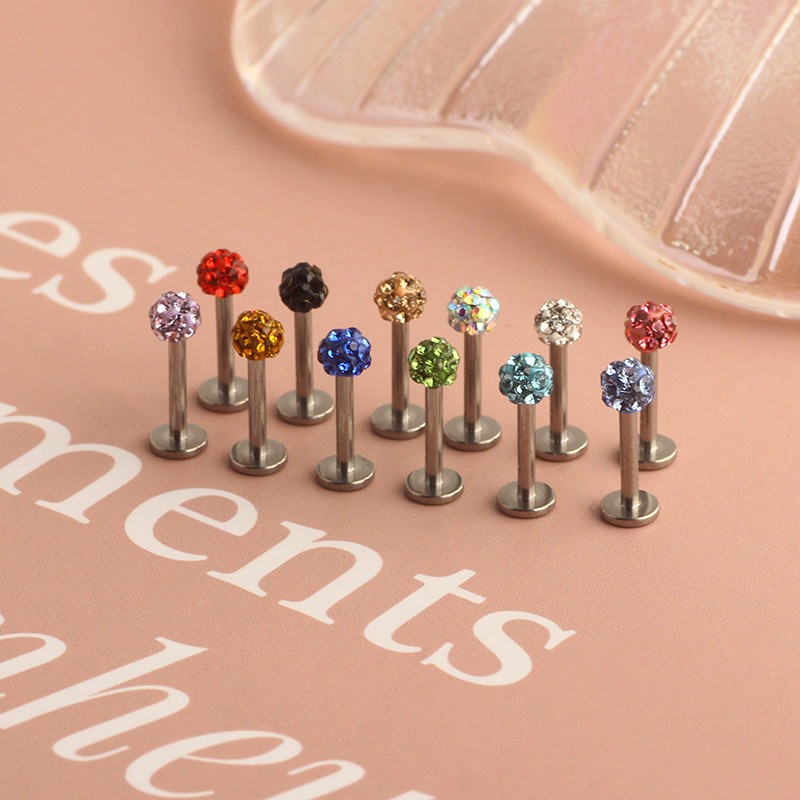 G23 Titanium Lip Stud 8mm Ball Flat Bottom Rod Earrings Body Piercing Jewelry detail image 10