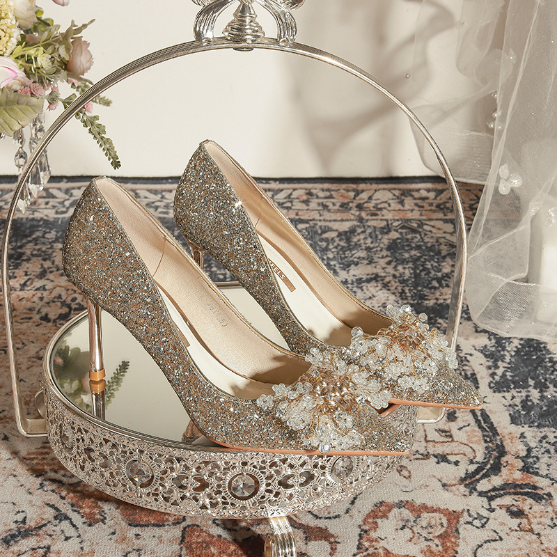 829-10 Golden Wedding Shoes, Bridal Shoes, Women's High Heels, Xiuhe Main Wedding Dress, Non-Tiring Shoes, Wedding Shoes, Light 829-10 Golden Wedding Shoes, Bridal Shoes, Women's High Heels, Xiuhe Main Wedding Dress, Non-Tiring Shoes, Wedding Shoes, Light