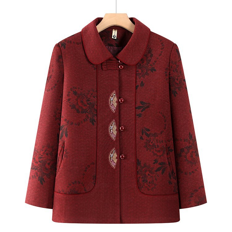 Middle-Aged and Elderly Women's Spring & Fall Women's Clothing, Fashionable Grandma's New Chinese Style Outwear, Elderly Women's Clothing, Mother's New Style
