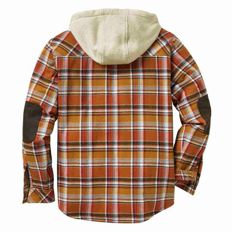 Men's autumn winter checkered printed hooded shirt with plush and thickened jacket SY0093_voghion.com