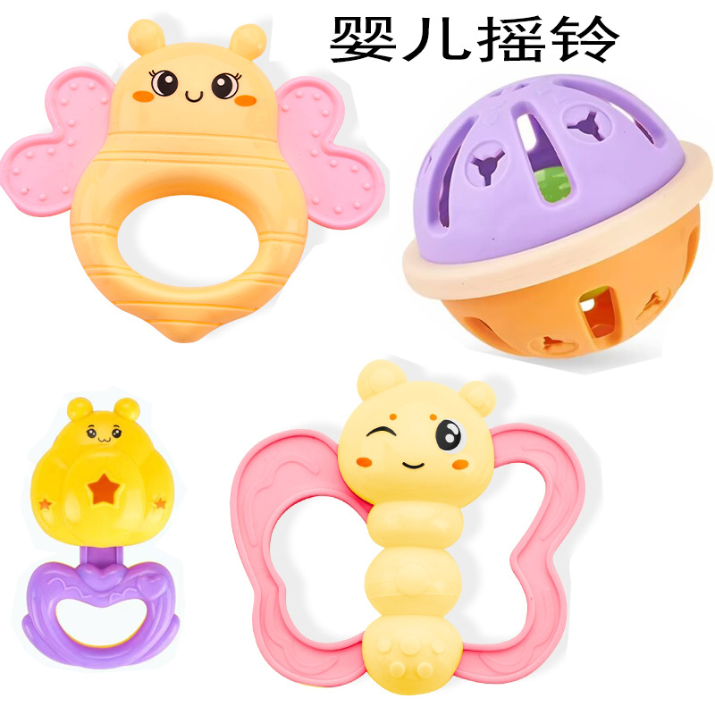 婴儿玩具小宝宝0-1岁摇铃 新生幼儿手摇铃卡通手抓球早教玩具批发
