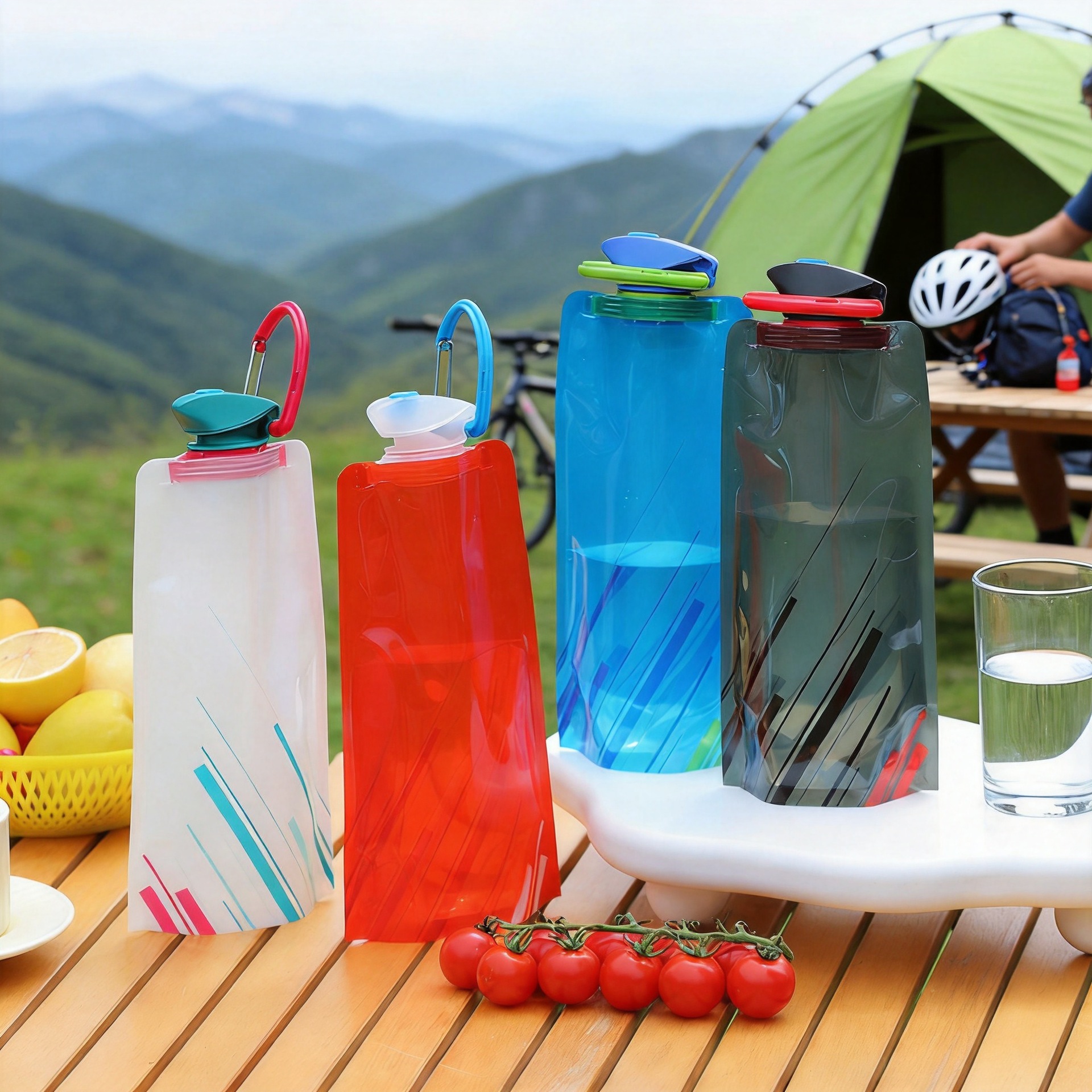 ciclismo al aire libre hervidor deportivo montañismo taza de agua portátil PE bolsa de almacenamiento de plástico regalo promocional bolsa de agua plegable