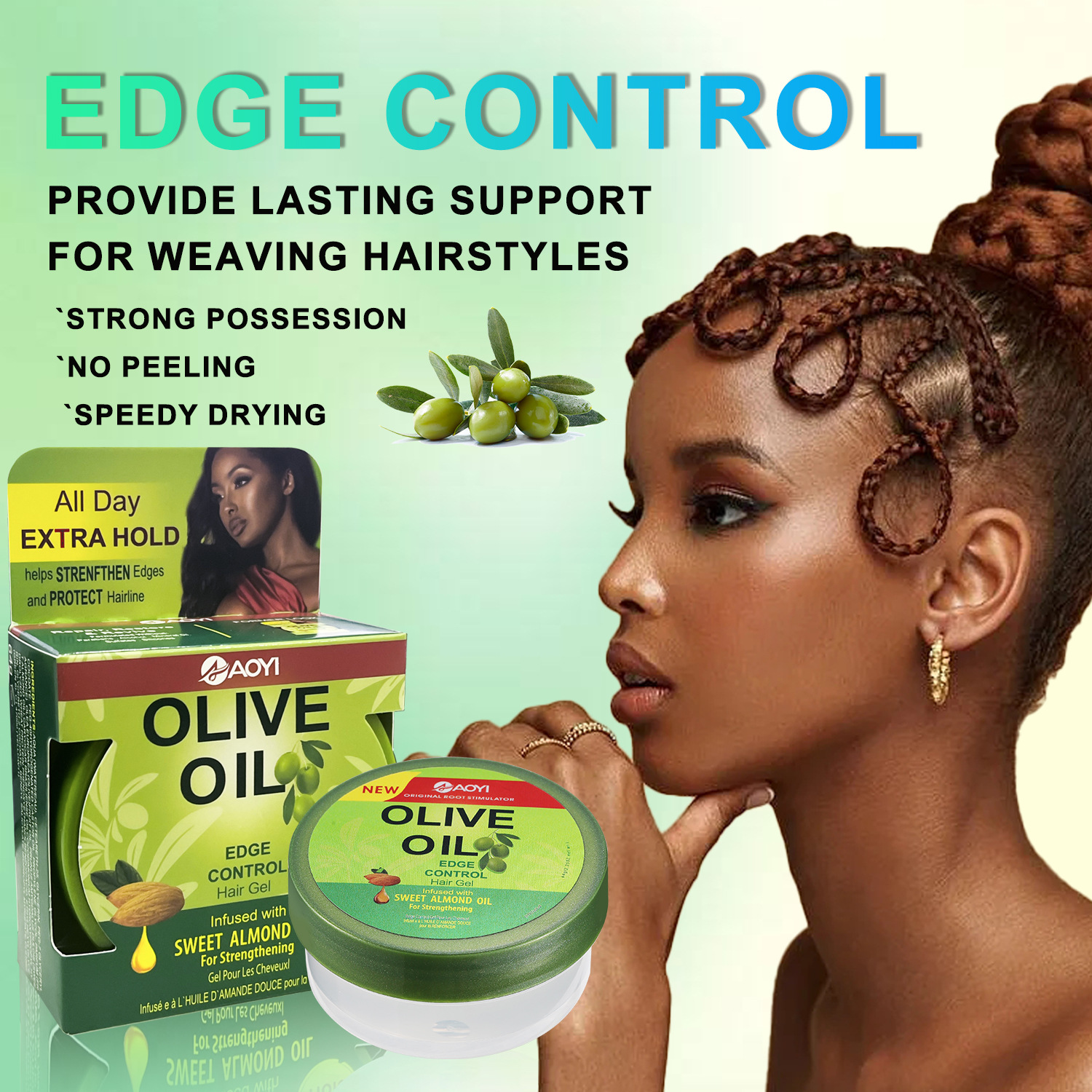 Olive oil transfronterizo cera para el cabello de peinado de aceite de oliva esponjoso hidratante anti-frizz AL cera para el cabello sólida de oliva al por mayor