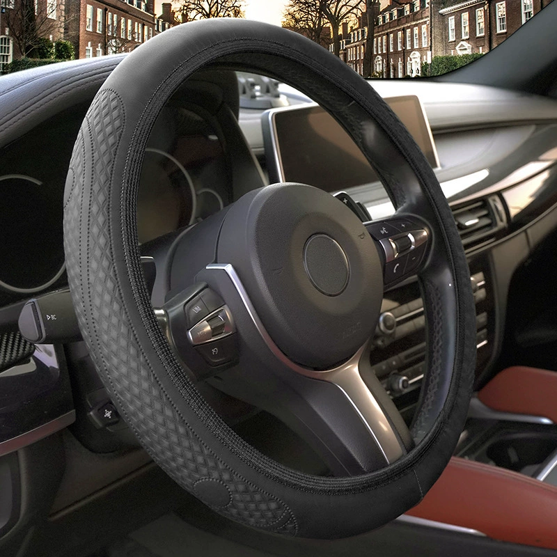 Новый автомобильный чехол рулевого колеса кожи трансграничный взрыв трехмерное тиснение комфорт мягкий салон без внутреннего кольца