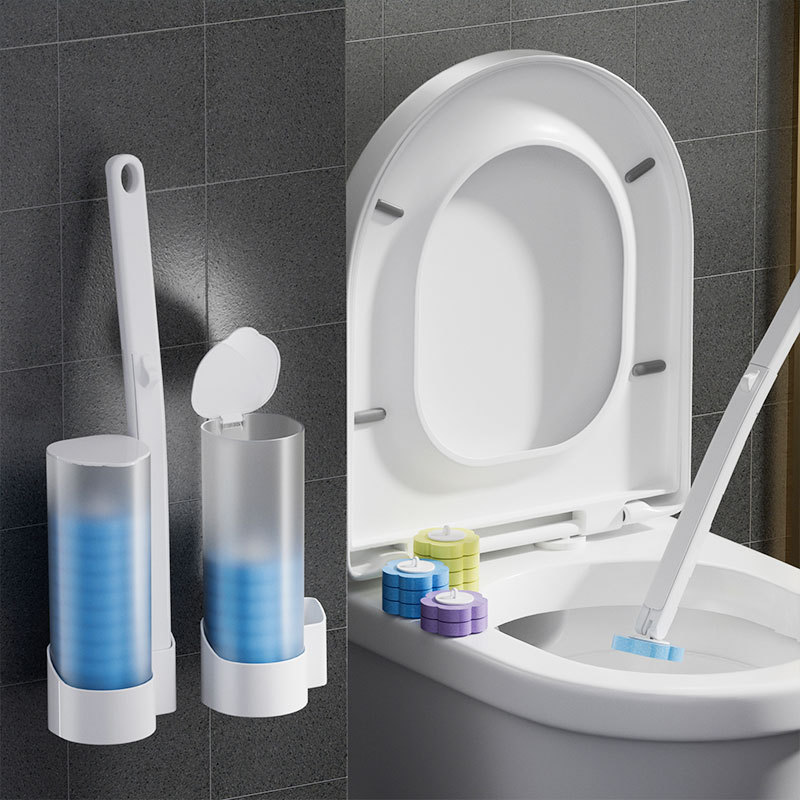 Disposable toilet brush set bathroom long handle household cleaning set wall-mounted disposable toilet brush