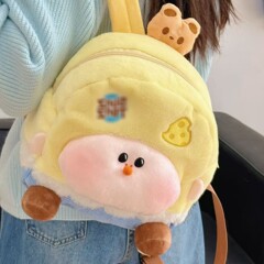日韓の学生のかばんの漫画の黄色の桃のリンゴの木のぬいぐるみのリュックサックのかわいい甘い妹の日常の通勤の人形のリュックサック