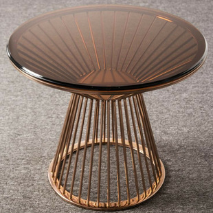 Light luxury milk tea shop rock plate small round table coffee restaurant tempered glass table dining table hotel reception table negotiation table