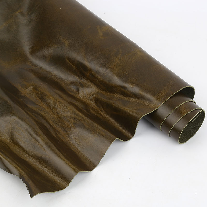 座椅皮料老绿色油蜡手工皮具制作平纹薄牛皮沙发家具皮革面料