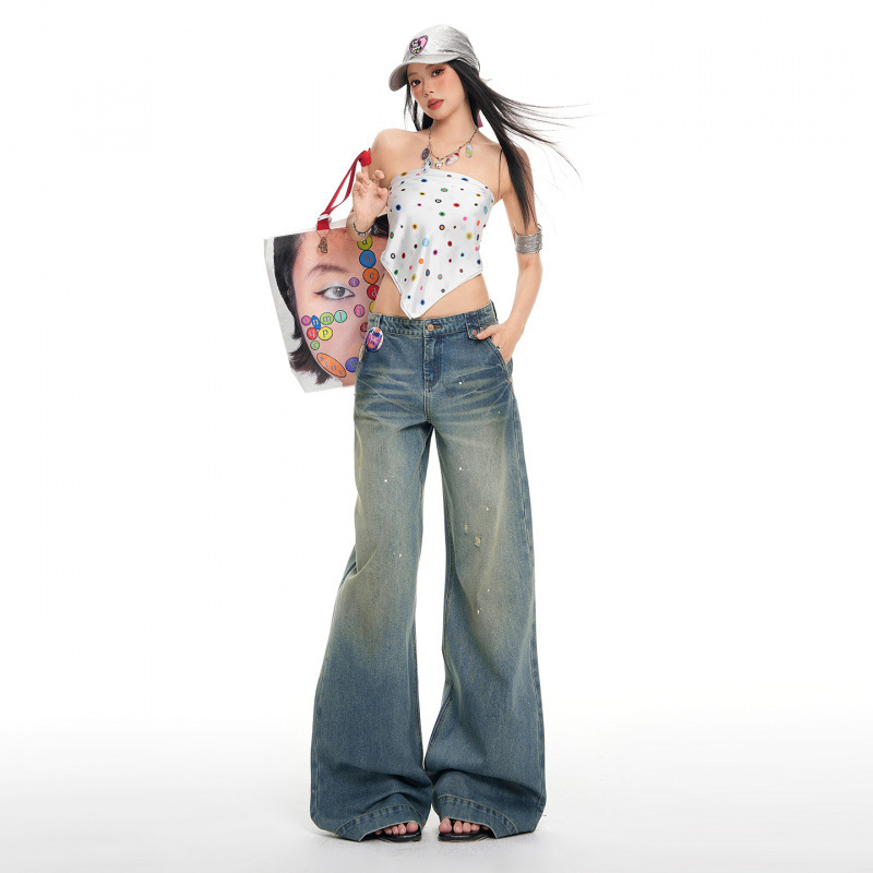 26Th Ootd!|Vintage Straight-Leg Low-Waist Washed and Dyed Handmade Coated Fashion Jeans 26Th Ootd!|Vintage Straight-Leg Low-Waist Washed and Dyed Handmade Coated Fashion Jeans
