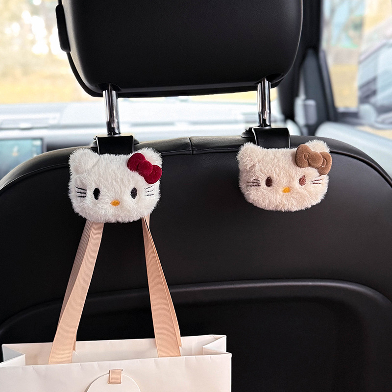 Cute gato KT gancho de automóvil asiento de automóvil almacenamiento multifuncional pequeño gancho de suministros para automóviles para chicas prácticas