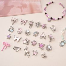 合金立体蝴蝶月亮珍珠蝴蝶结吊坠手工diy自制手链手机链饰品配件