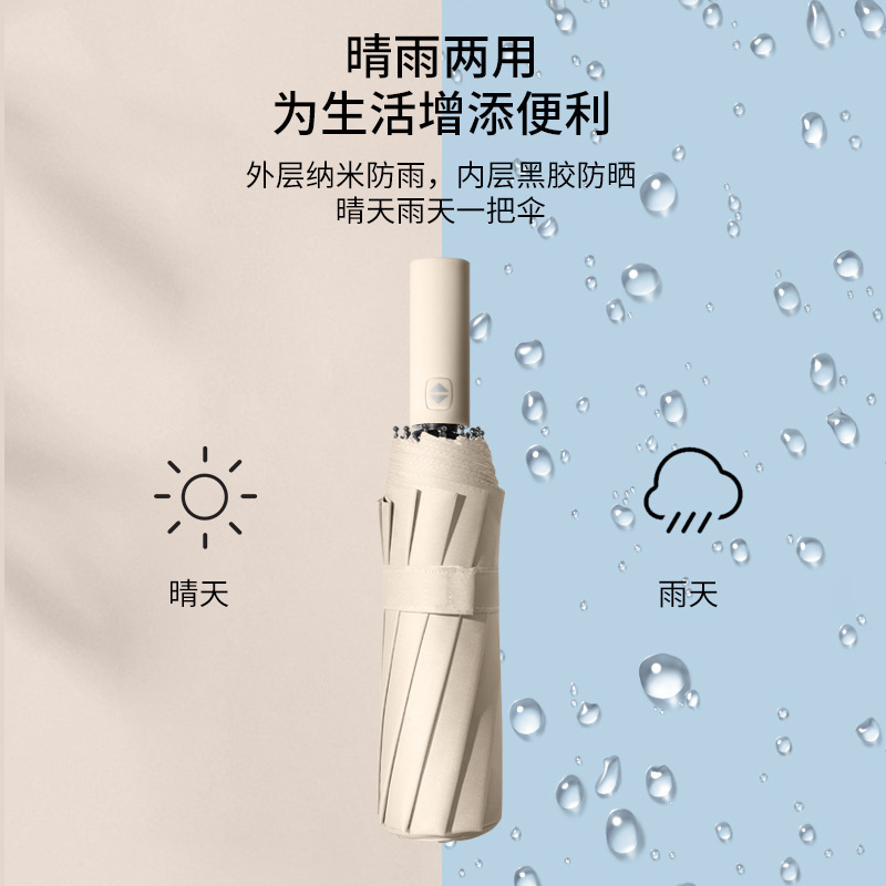 Paraguas plegables automáticas para sol y lluvia, paraguas de protección solar para dos personas, paraguas de protección solar anti-UV para fortalecer paraguas para hombres y mujeres