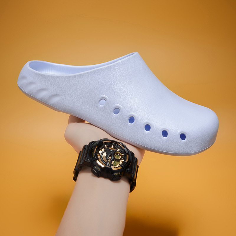 Spring 2026 Cross-Border Large Size Half-Slip Chef Shoes, Operating Room Clogs, Men's Closed-Toe Perforated Sandals Spring 2026 Cross-Border Large Size Half-Slip Chef Shoes, Operating Room Clogs, Men's Closed-Toe Perforated Sandals