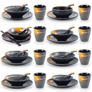 Four-piece set of table for melamine hotpot restaurant Japanese tableware imitation porcelain restaurant barbecue restaurant dishes cup spoon suit commercial