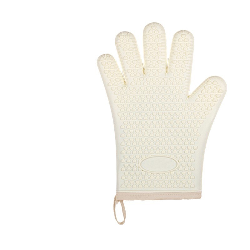 Guantes de silicona a prueba de quemaduras de cinco dedos para horno de microondas antideslizante grueso guante de aislamiento térmico de algodón resistente a altas temperaturas guante de aislamiento térmico de horneado
