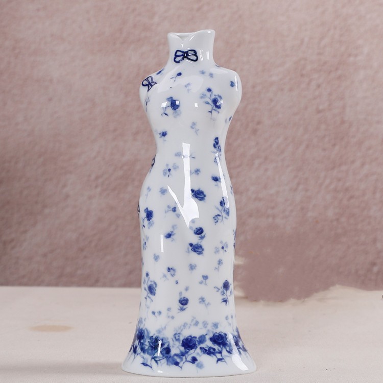 Vaso de escritorio de cerámica de porcelana pequeña boca mini hidroponía de flores retrógradas botellas de flores de porcelana