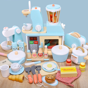 Детская деревянная семейная реалистичная кухня, кухонная утварь, интерактивный комплект, игрушка, для детей и родителей, раннее развитие, оптовые продажи