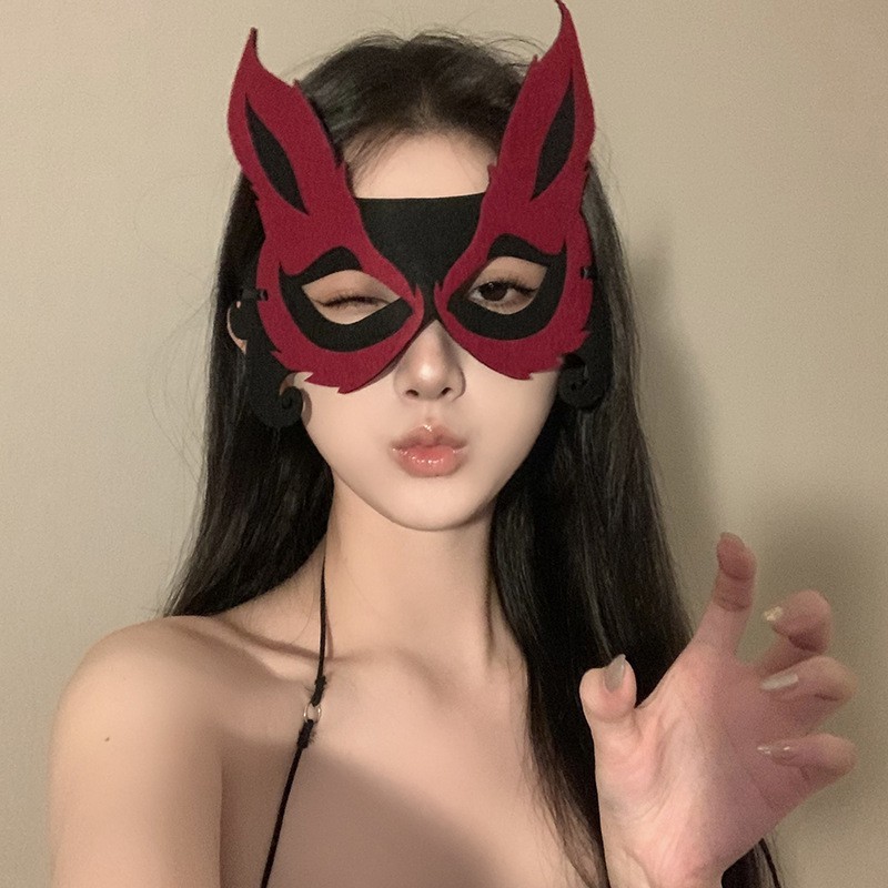万圣节黑色花朵面具假面舞会晚会神秘半脸面具眼罩化妆之夜面罩|undefined