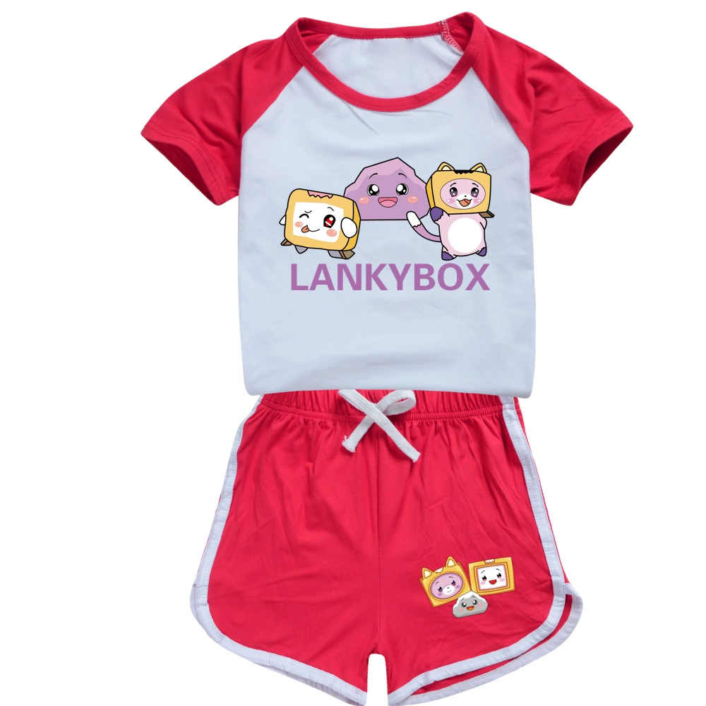 Children's Clothing Sets Kids Lankybox Costume Tracksuit Baby Girls Short Sleeve T-shirt + Shorts 2-pcs Sets Boys Outfits pajamas for newborn girl 