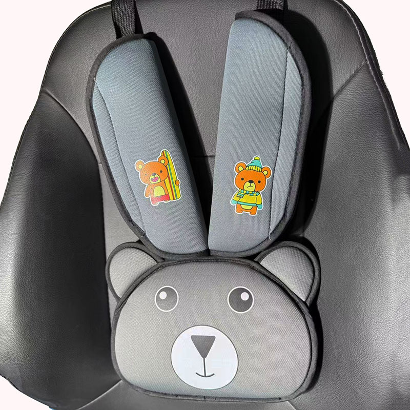 Bear Head Auxiliary Safety Belt Limiter Holder Car Kids Safety Belt Adjustment Anti-Stranglehold Shoulder Protector