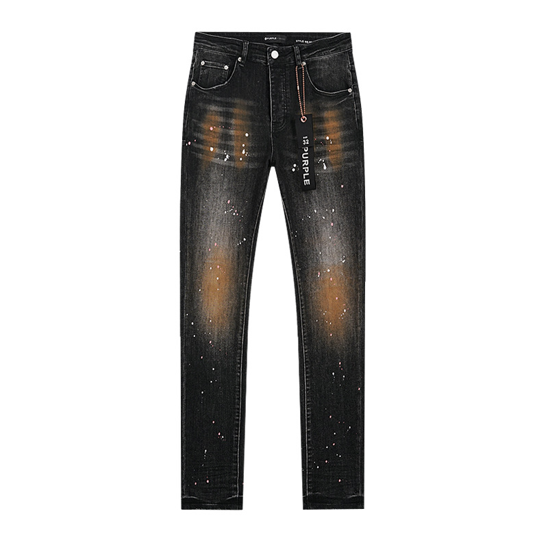 Comercio exterior transfronterizo mayorista purp1e estilo americano marca de alta calle agujero parche de tinta retrógrada lavado jeans pantalones cortos